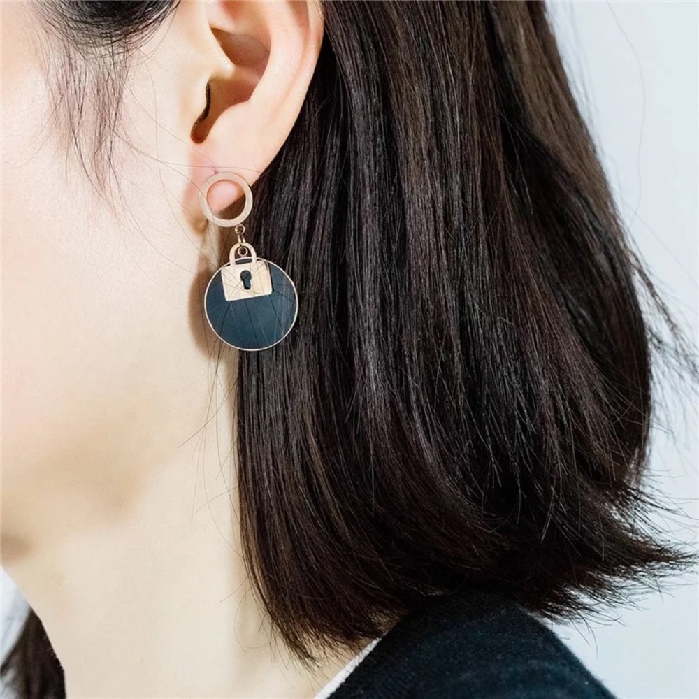 3/$30 Rose Gold Plated Lock & Key Dangle Earrings - Picture 5 of 6